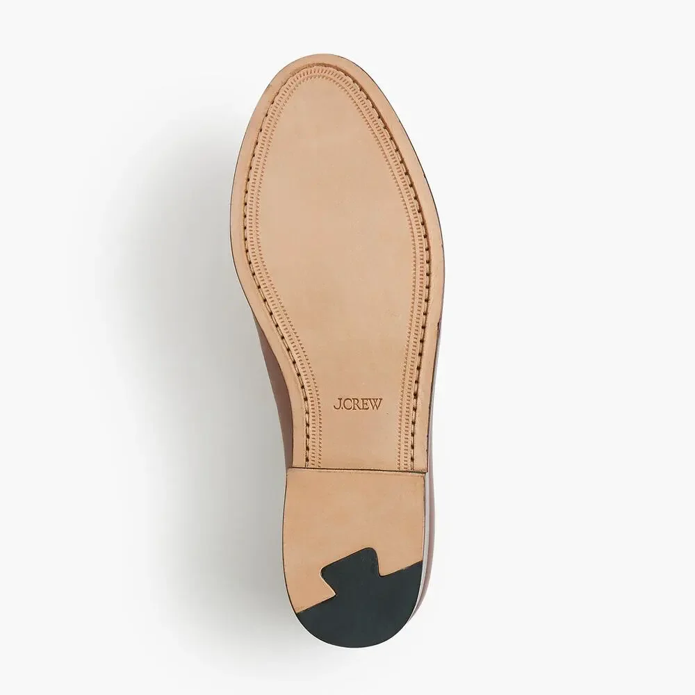 J. Crew Men's Penny Loafers Shoes Comfort Leather Burnished Brown Size 9 NWOB